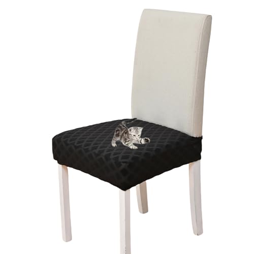 OwkHome Stretch Wingback Stuhl Schonbezug Elastische Einfarbig Akzent Abdeckung for Esszimmer Dekor(Black,2 Piece) von OwkHome