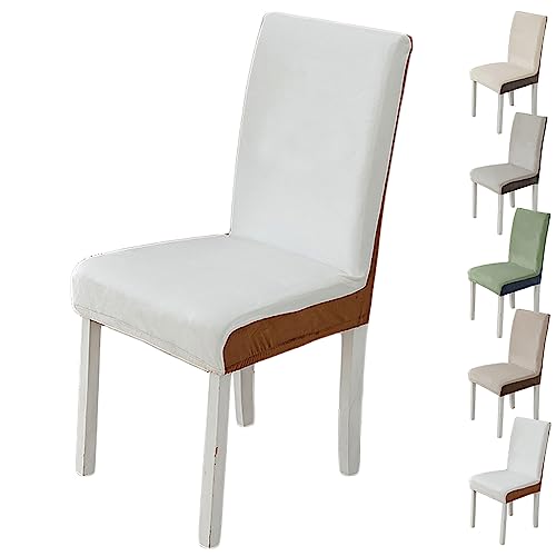 OwkHome Stuhlbezug Mit Samtmuster, Waschbar, Verdicktes Schutzset(White 1pcs) von OwkHome