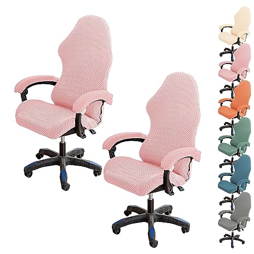 OwkHome Stuhlbezug-Set for Computerstühle Aus Dickem Stoff – Dehnbare Universal-Schonbezüge for Büroschreibtische, Gaming- Und Drehstühle(Pink 2pcs) von OwkHome