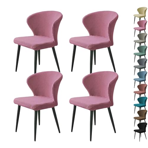 OwkHome Stuhlhusse for Esszimmerstühle, Rund, Gebogen, Stretch, Parson, for Bankette Und Die Küche Zu Hause(Pink 4pcs) von OwkHome