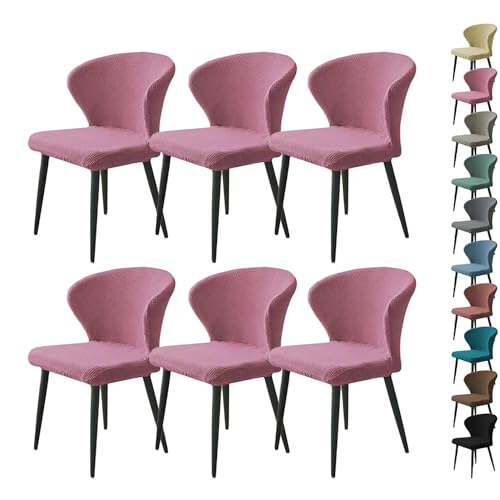 OwkHome Stuhlhusse for Esszimmerstühle, Rund, Gebogen, Stretch, Parson, for Bankette Und Die Küche Zu Hause(Pink 6pcs) von OwkHome