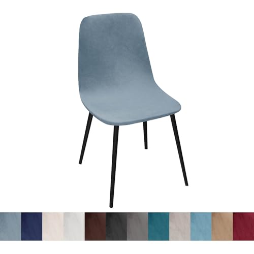 OwkHome Stuhlhussen Aus Samt for Moderne Esszimmer- Und Küchenstühle Ohne Armlehnen, Waschbarer Schutz(Blue,2 Pack) von OwkHome