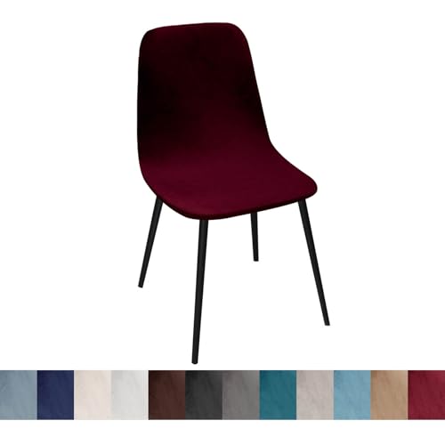 OwkHome Stuhlhussen Aus Samt for Moderne Esszimmer- Und Küchenstühle Ohne Armlehnen, Waschbarer Schutz(Burgundy,2 Pack) von OwkHome