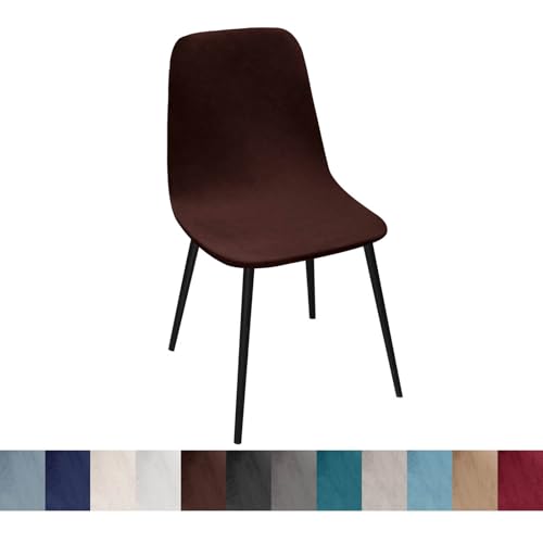 OwkHome Stuhlhussen Aus Samt for Moderne Esszimmer- Und Küchenstühle Ohne Armlehnen, Waschbarer Schutz(Dark Coffee,6 Pack) von OwkHome