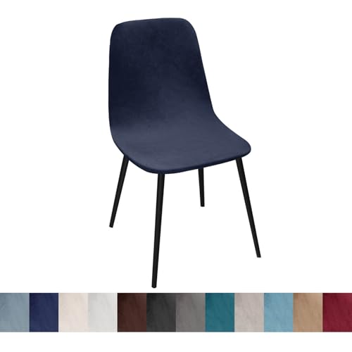 OwkHome Stuhlhussen Aus Samt for Moderne Esszimmer- Und Küchenstühle Ohne Armlehnen, Waschbarer Schutz(Navy Blue,6 Pack) von OwkHome