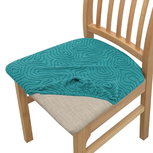 OwkHome Stuhlhussen Aus Stretch-Polyester for Esszimmerstühle, 4er-Set, Elastischer Sitzschutz, rutschfeste Passform(Blue,4 Pieces) von OwkHome