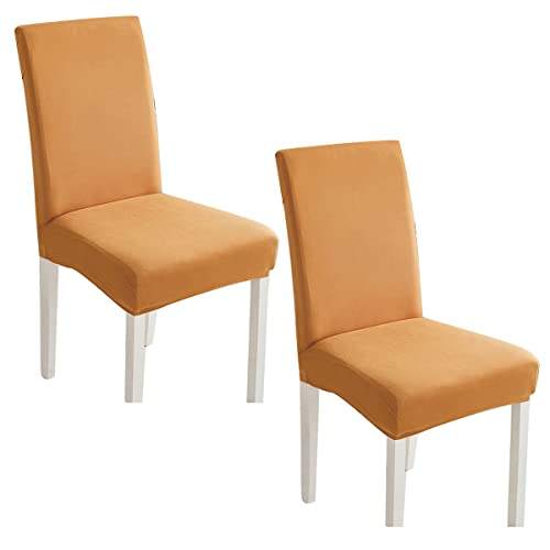 OwkHome Stuhlhussen Aus Stretch-Samt for Esszimmerstühle, Elastisches Stuhlhussen-Set Aus Spandex for Parson-Stuhl for Veranstaltungen Im Home-Hotel(Orange,2 Pieces) von OwkHome