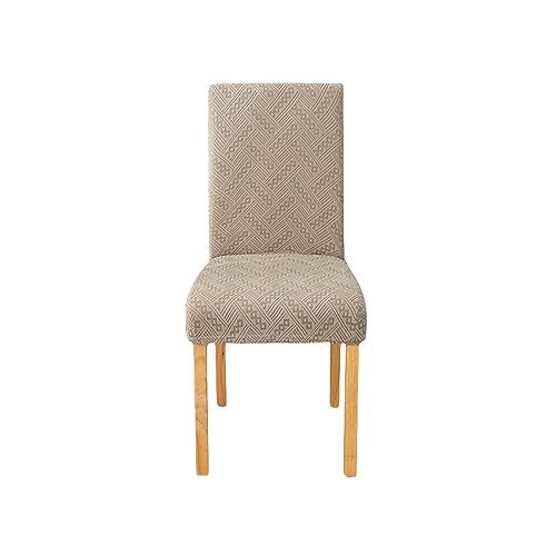 OwkHome Stuhlhussen-Set Aus Stretch-Polyester for Esszimmerstühle, Abnehmbarer, Waschbarer Schutz Mit Elastischer Passform(Khaki,Set of 2) von OwkHome