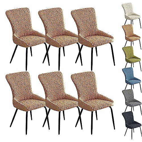 OwkHome Stuhlhussen-Set Aus Stretchstoff, Schonbezug Mit Gebogener Rückenlehne for ESS- Und Bankettstühle, Sitzschutz – 6-teilig(Khaki 6pcs) von OwkHome