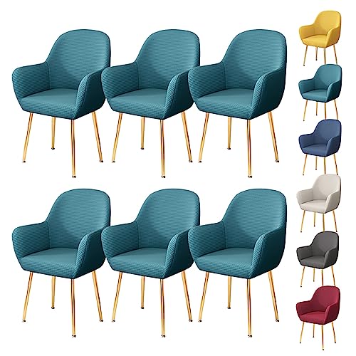 OwkHome Stuhlhussen-Set Mit Gebogenen Armlehnen, Verdickter Stretch-Schonbezug for Bar- Und Drehstühle(Green 6pcs) von OwkHome