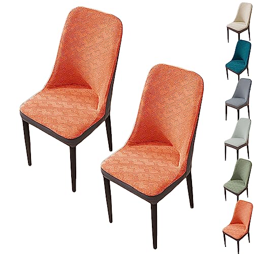 OwkHome Stuhlhussen-Set for Esszimmerstühle Aus Verdicktem Jacquard Mit Gebogener Rückenlehne – Waschbarer, Abnehmbarer Stretch-Schutz for Restaurants Und Zuhause(Orange 2pcs) von OwkHome