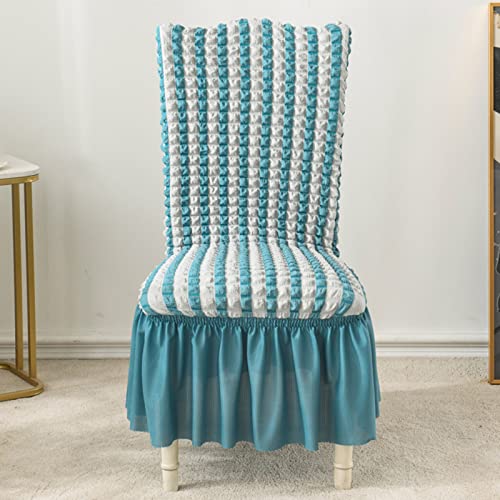 OwkHome Stuhlhussen for Esszimmerstühle Mit Rüschen Aus Seersucker, 4er-Pack Abnehmbare, Waschbare Schutzhüllen(Blue,2PCS) von OwkHome