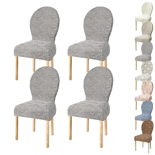 OwkHome Stuhlhussen for Esszimmerstühle Mit Runder Rückenlehne – Dickere Stretchbezüge for Stühle Ohne Armlehnen, for Hotels Und Restaurants(C 4pcs) von OwkHome