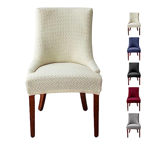 OwkHome Stuhlhussen for Esszimmerstühle mit gebogener Rückenlehne, Sitzschutz im Stretch-Jacquard-Design for Moderne Wohn- und Gaststättenumgebungen(Beige 1pcs) von OwkHome