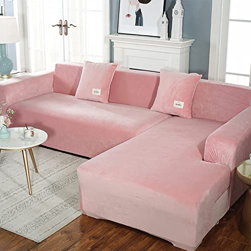 OwkHome Super Dehnbarer, Rutschfester Sofabezug Mit Elastischem Schutz(Pink,3 Seater+3 Seater) von OwkHome