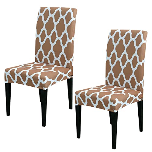 OwkHome Super Fit Stretch-Esszimmerstuhlbezüge, Waschbare Bedruckte Parson-Schonbezüge for Veranstaltungen(Khaki,4 Pieces) von OwkHome