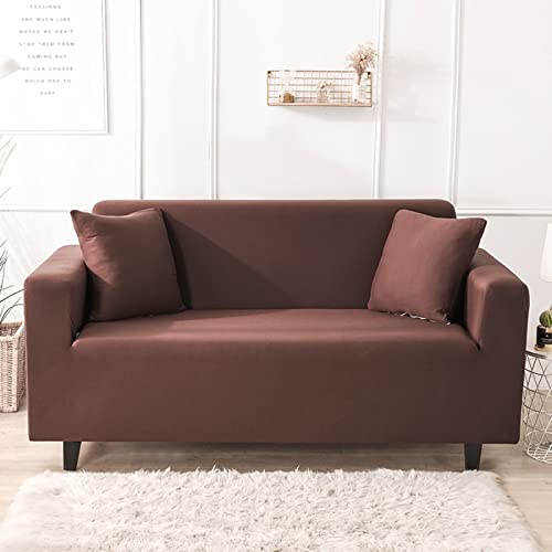 OwkHome Universal-Sofabezug, Stretch-Möbelschutz Mit Elastischem Rand, Maschinenwaschbarer Couchbezug for 1-4-Sitzer-Sofas(Coffee,4 Seater(235-290cm)) von OwkHome