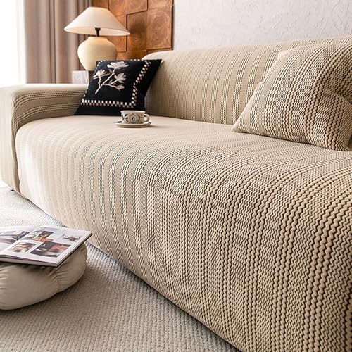 OwkHome Universal-Stretch-Sofabezug for 1-3-Sitzer-Couches, Waschbarer Elastischer Möbelschutz(Khaki,Medium) von OwkHome