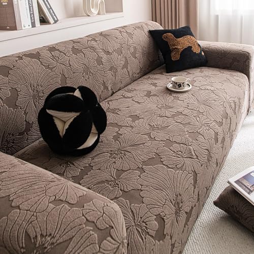 OwkHome Universal-Stretch-Sofabezug for 3-Sitzer-Couches, Waschbarer Elastischer Möbelschutz(Coffee,Large) von OwkHome