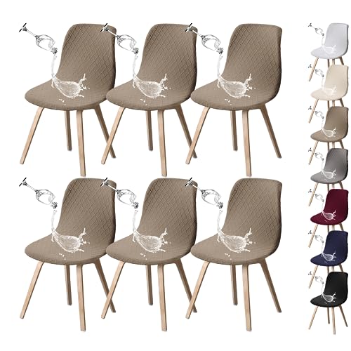 OwkHome Universeller Jacquard-Stuhlbezug Ohne Armlehnen – Stretch-Schonbezug for Esszimmerstühle, Hotels Und Veranstaltungen(Khaki 6pcs) von OwkHome
