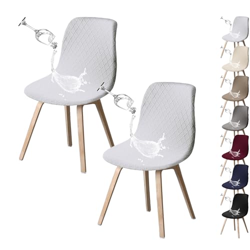 OwkHome Universeller Jacquard-Stuhlbezug Ohne Armlehnen – Stretch-Schonbezug for Esszimmerstühle, Hotels Und Veranstaltungen(White 2pcs) von OwkHome