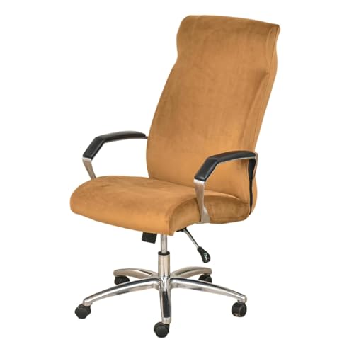 OwkHome Universeller Samt-Bürostuhl-Schonbezug - Rutschfester, Waschbarer Bezug for Stühle Mit Armlehnen(Khaki,Large) von OwkHome