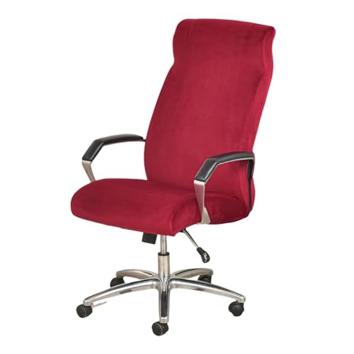 OwkHome Universeller Samt-Bürostuhl-Schonbezug - Rutschfester, Waschbarer Bezug for Stühle Mit Armlehnen(Red,Medium) von OwkHome