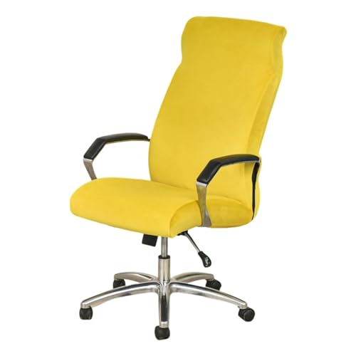 OwkHome Universeller Samt-Bürostuhl-Schonbezug - Rutschfester, Waschbarer Bezug for Stühle Mit Armlehnen(Yellow,Large) von OwkHome
