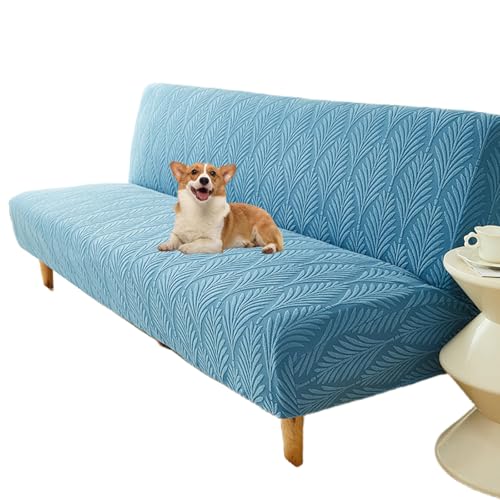 OwkHome Universeller Schonbezug for Schlafsofas Ohne Armlehnen, Waschbarer, Rutschfester Futonbezug Mit Haustierschutz(Blue,S) von OwkHome