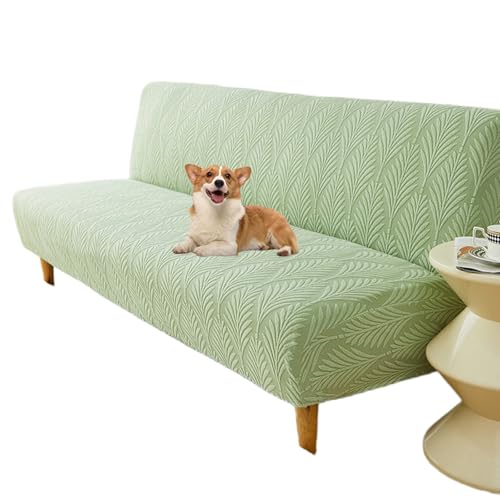 OwkHome Universeller Schonbezug for Schlafsofas Ohne Armlehnen, Waschbarer, Rutschfester Futonbezug Mit Haustierschutz(Green,Large) von OwkHome