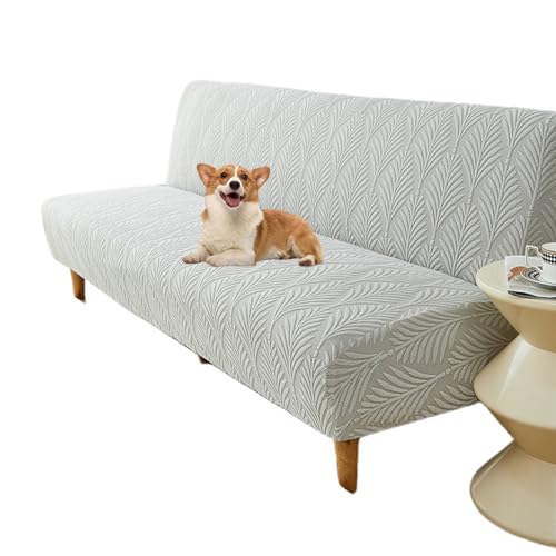 OwkHome Universeller Schonbezug for Schlafsofas Ohne Armlehnen, Waschbarer, Rutschfester Futonbezug Mit Haustierschutz(Light Gray,S) von OwkHome
