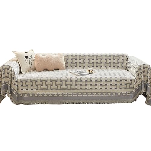 OwkHome Universeller Sofabezug Mit Fransen, Weicher, Waschbarer Möbelschutz for Anbausofas(Blue,70x165inch) von OwkHome