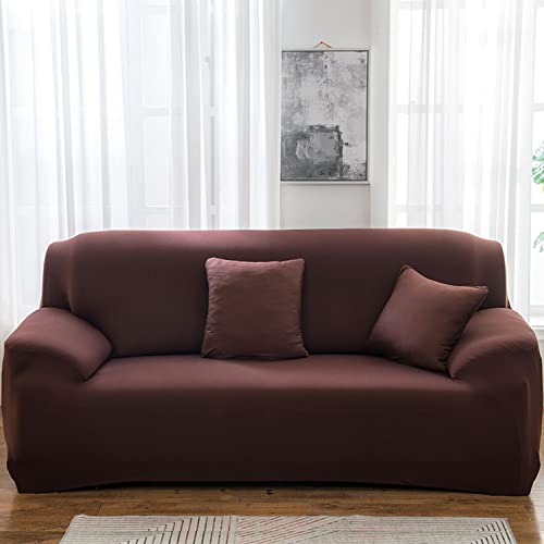 OwkHome Universeller Sofabezug for 1-4 Sitzer, Hochelastischer, Einfarbiger Möbelschutz(Coffee,3 Seater(190-230cm)) von OwkHome