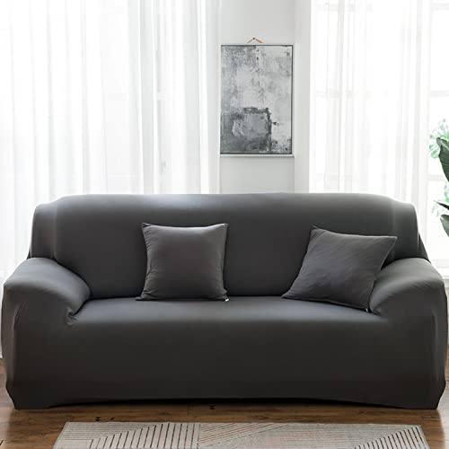OwkHome Universeller Sofabezug for 1-4 Sitzer, Hochelastischer, Einfarbiger Möbelschutz(Grey,2 Seater(145-185cm)) von OwkHome