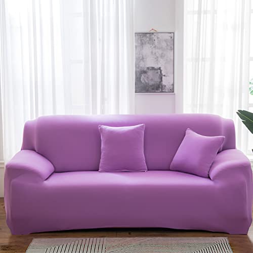 OwkHome Universeller Sofabezug for 1-4 Sitzer, Hochelastischer, Einfarbiger Möbelschutz(Light Purple,2 Seater(145-185cm)) von OwkHome