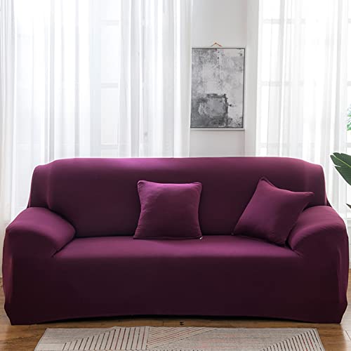 OwkHome Universeller Sofabezug for 1-4 Sitzer, Hochelastischer, Einfarbiger Möbelschutz(Red-3,1 Seater(90-140cm)) von OwkHome
