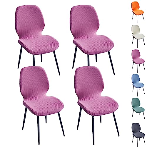 OwkHome Universeller Stretch-Jacquard-Schonbezug for Bar- Und Esszimmerstühle, Abnehmbarer, Waschbarer Möbelschutz(Lavender Purple 4pcs) von OwkHome