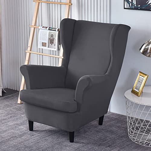 OwkHome Universelles Ohrensessel-Schonbezug-Set Mit Stretchstoff Und Elastischer Unterseite(Dark Gray) von OwkHome