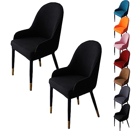 OwkHome Verdickte Jacquard-Schonbezüge for Drehstühle, Modernes Set Mit Gebogenem Rückenschutz(Black 2pcs) von OwkHome
