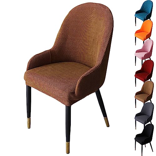 OwkHome Verdickte Jacquard-Schonbezüge for Drehstühle, Modernes Set Mit Gebogenem Rückenschutz(Curry 1pcs) von OwkHome