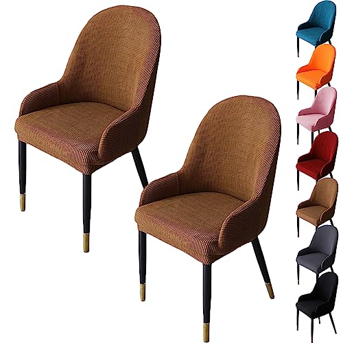 OwkHome Verdickte Jacquard-Schonbezüge for Drehstühle, Modernes Set Mit Gebogenem Rückenschutz(Curry 2pcs) von OwkHome