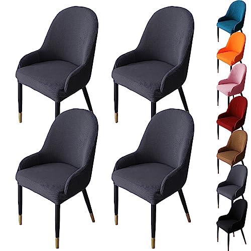 OwkHome Verdickte Jacquard-Schonbezüge for Drehstühle, Modernes Set Mit Gebogenem Rückenschutz(Grey 4pcs) von OwkHome