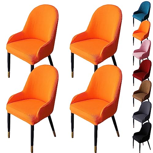 OwkHome Verdickte Jacquard-Schonbezüge for Drehstühle, Modernes Set Mit Gebogenem Rückenschutz(Orange 4pcs) von OwkHome