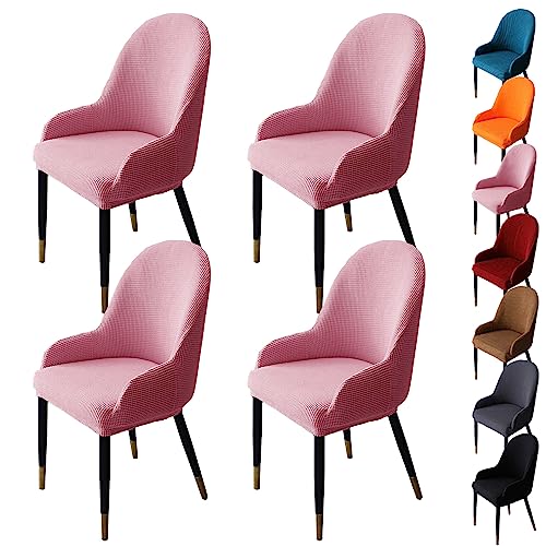 OwkHome Verdickte Jacquard-Schonbezüge for Drehstühle, Modernes Set Mit Gebogenem Rückenschutz(Pink 4pcs) von OwkHome