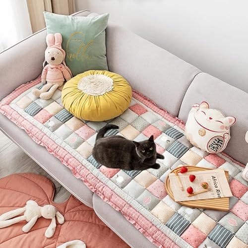 OwkHome Verdickter, Flauschiger Sofabezug for Haustiere, rutschfeste Baumwoll-Schonbezug – Mehrzweck-Möbelschutz(Pink,60 * 180cm/23.6 * 71in) von OwkHome