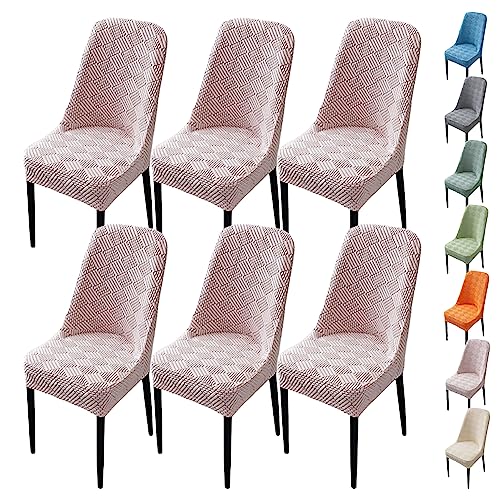 OwkHome Verdickter Jacquard-Stuhlbezug Mit Gebogenem Design, Dehnbar, Waschbar(Pink 6pcs) von OwkHome