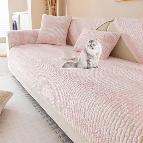 OwkHome Verdickter Plüsch-Sofabezug, Rutschfester L-förmiger Schnittschutz for Haustiere(Pink,70 * 90cm/27.6 * 35.4in) von OwkHome