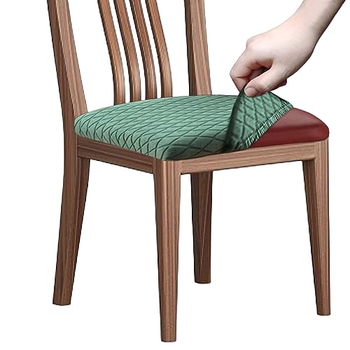 OwkHome Waschbare Stretch-Esszimmersitzbezüge 4er-Set, rutschfeste Schoner(Green,6 Pieces) von OwkHome
