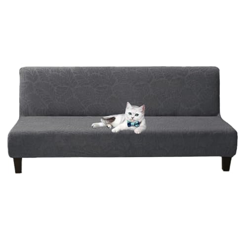 OwkHome Waschbarer Sofabezug Ohne Armlehnen, Universeller Stretch-Schonbezug for Futon Und Couch(Dark Gray,Large) von OwkHome