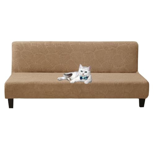 OwkHome Waschbarer Sofabezug Ohne Armlehnen, Universeller Stretch-Schonbezug for Futon Und Couch(Khaki,Large) von OwkHome